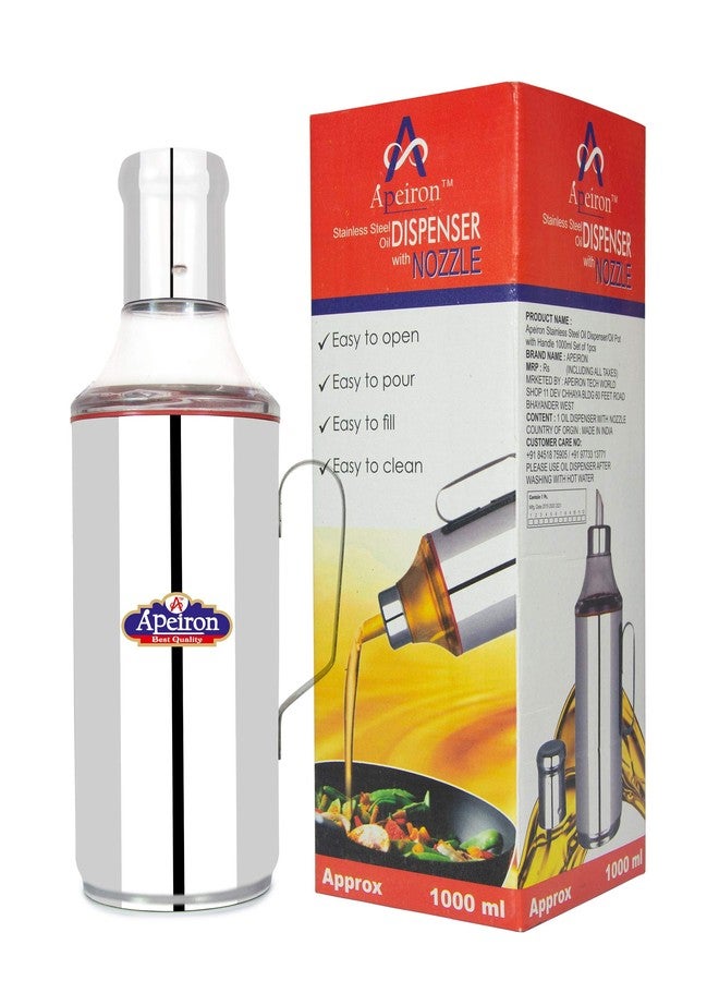 Apeiron Stainless Steel Cooking Oil Dispenser/Pourer (Silver, 1000 ml) , Set of 1 - Image 1